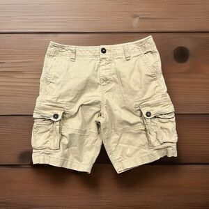 Aero Cargo Shorts Men's Size 30 Tan Flat Front Multi-Pocket Cotton Blend Casual